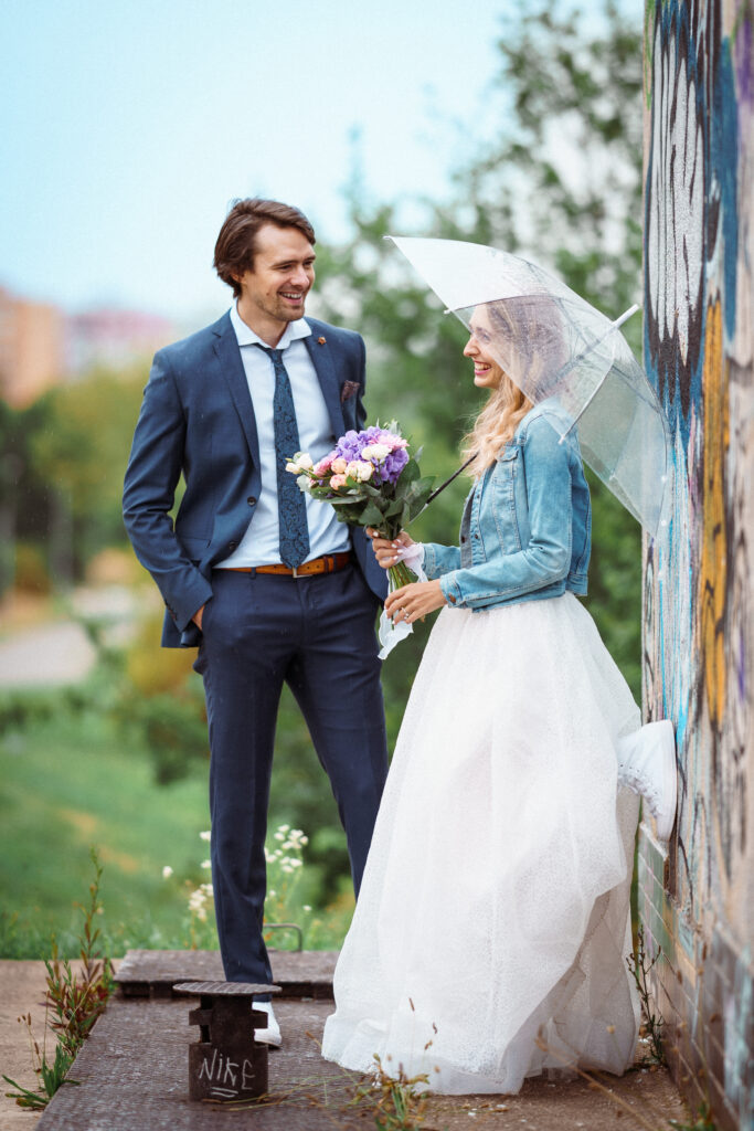 Wedding couple, Bride, Groom, fun, smiling