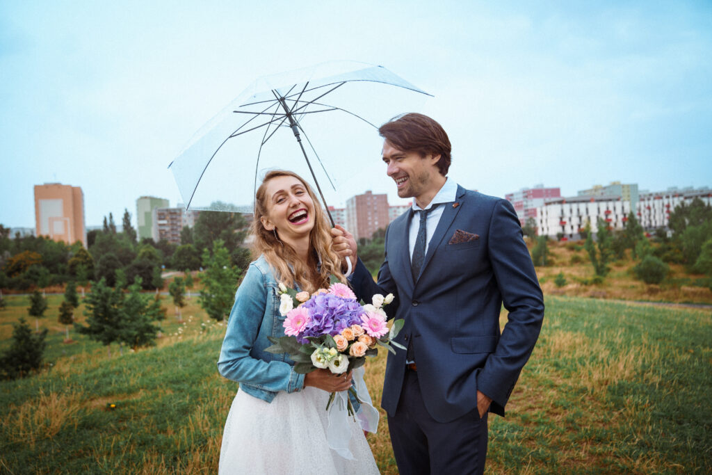 Wedding couple, Bride, Groom, fun, smiling
