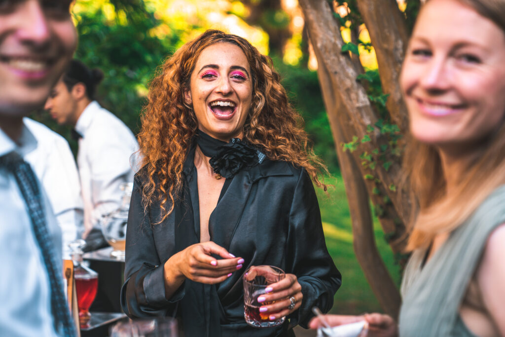 wedding ceremony, garden party, smile, fun